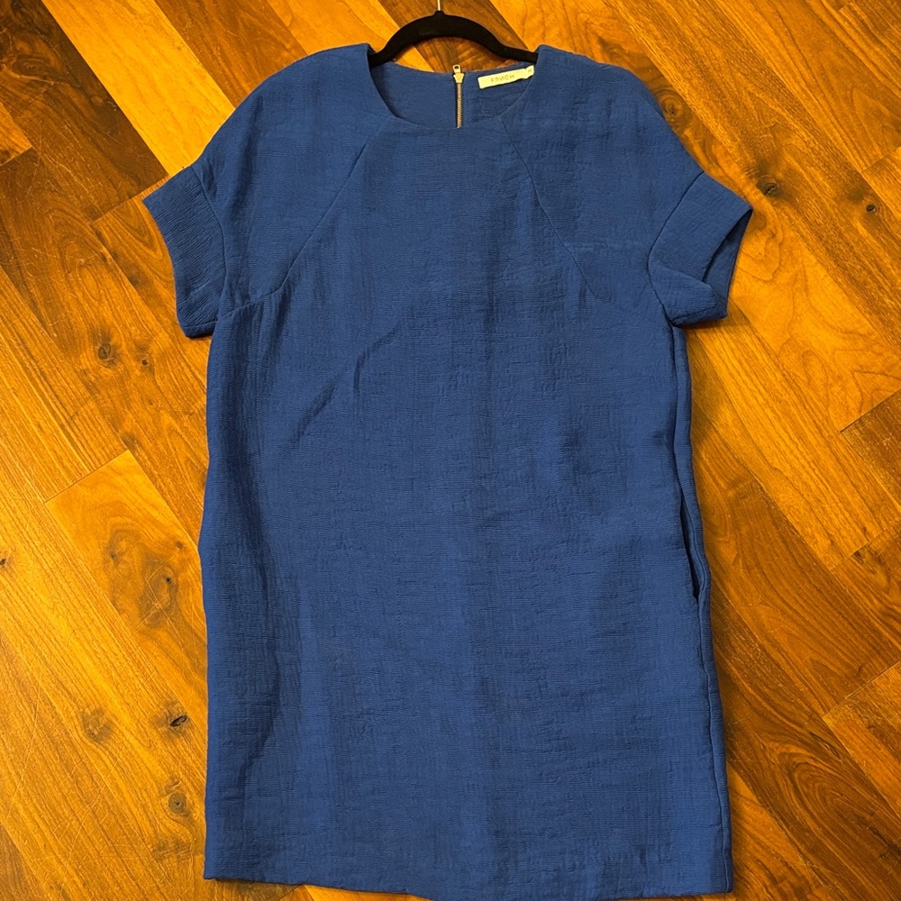 FRNCH Short Sleeve Blue Crinkle Dress M